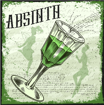 Glass of absinth drawing